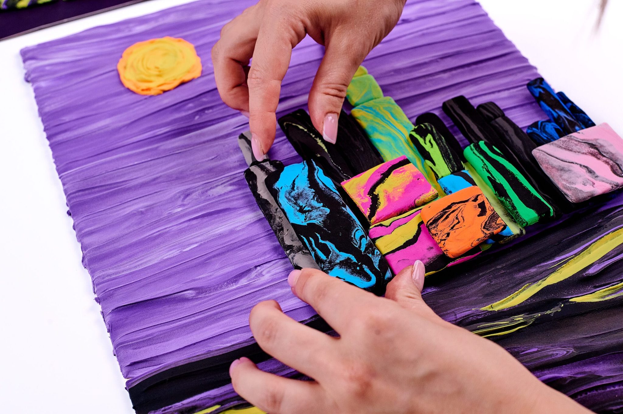 Fill the entire picture with clay and add the final touches.