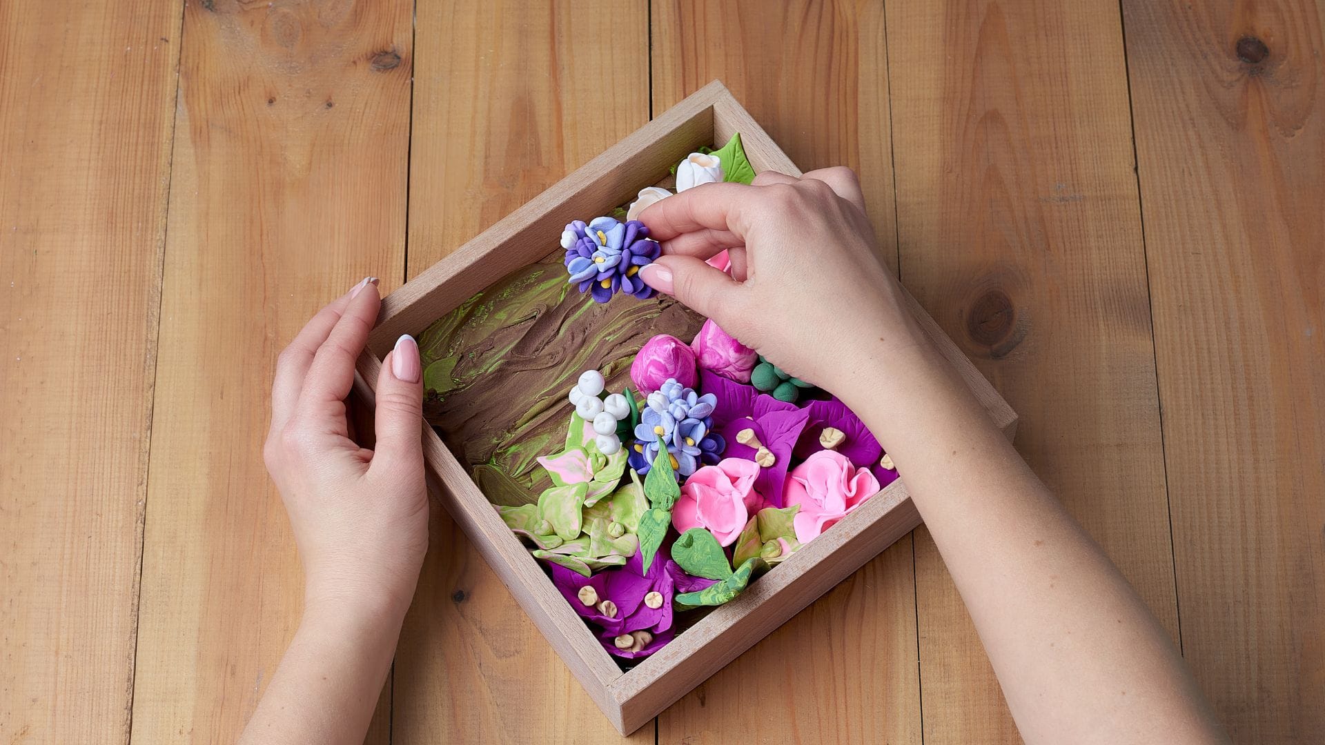 Place them in a wooden base and, if desired, coat with varnish.