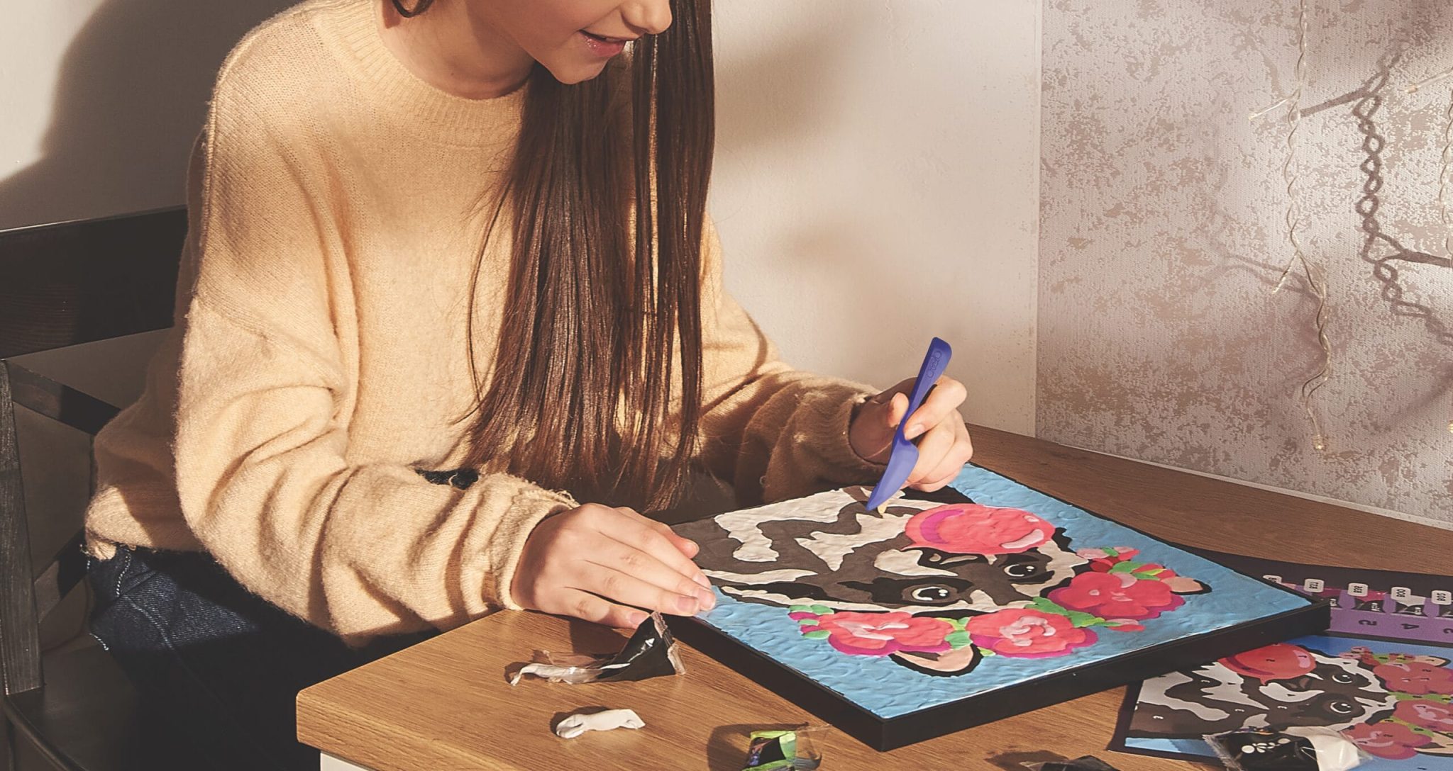 Fill the entire picture with clay and add final touches.